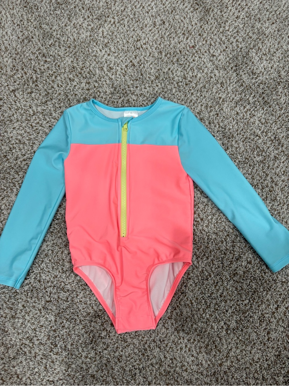 Kids 50 proof Long-Sleeve One-Piece Swimsuit - Coral & Aqua